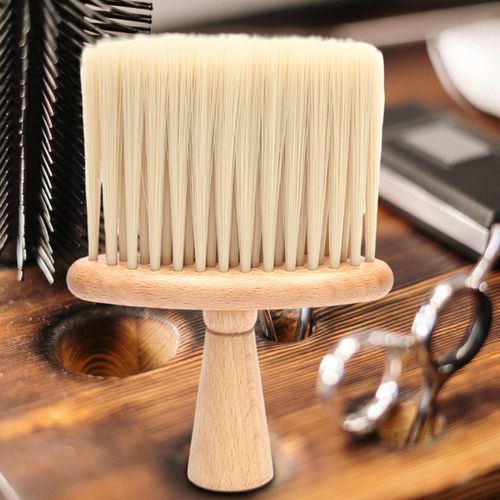 Professional Neck Face Duster Brush Hair Cut Wooden White