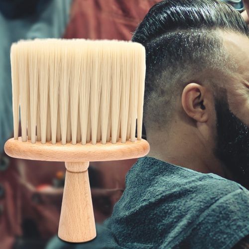 Professional Neck Face Duster Brush Hair Cut Wooden White