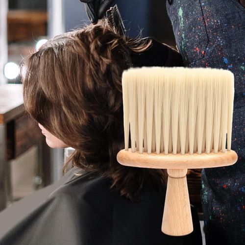 Professional Neck Face Duster Brush Hair Cut Wooden White