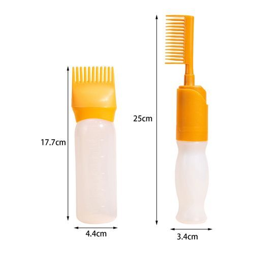 2 Pieces  Comb Applicator Bottle 120ml Hair Oil Yellow