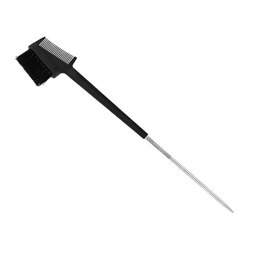 Eye Beauty Eyebrow Dual Comb Metal Pin Tail Brush Eyelash Black