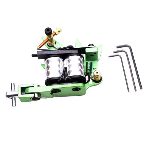 Carbon Steel Tattoo Machine Gun Shader Liner 10 Wrap Maple Green