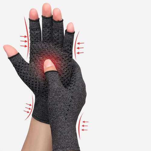 Fingerless Compression Gloves Adults Gray .5cmx18.5cm