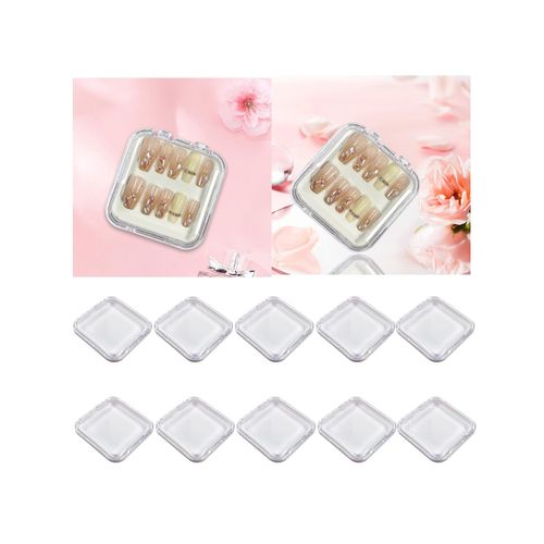 10x Press On Nail Storage Boxes Square Artificial Nail