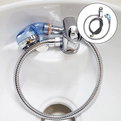 Salon Shampoo Faucet Set with Spray Hose Hot Cold Mixer for Rinse 80cm