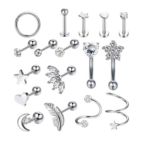 17x Stainless Steel Earrings Hoops HELIX Tragus Barbell Stud Silver