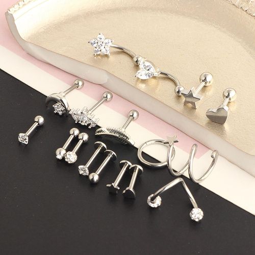 17x Stainless Steel Earrings Hoops HELIX Tragus Barbell Stud Silver