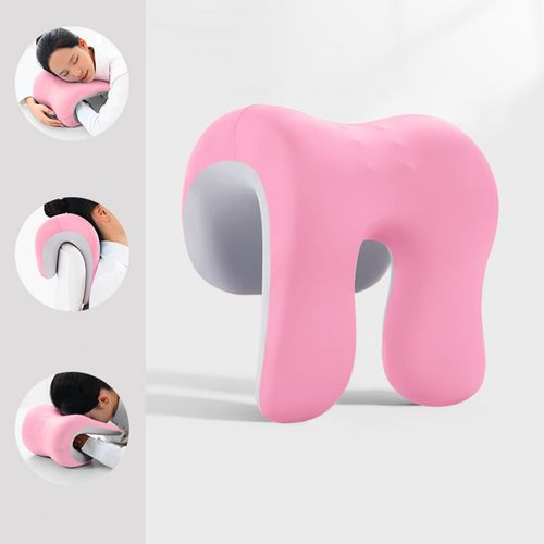 Headrest Pillow For Neck Multi Use Pink Gray