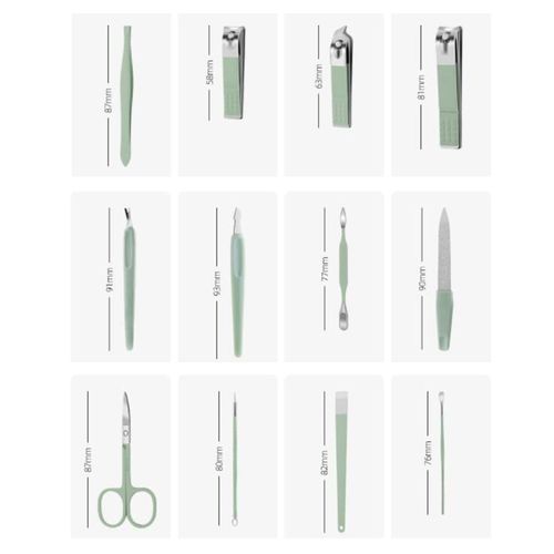 12Pcs Manicure Set Toenail Trimmer Home Nail Clipper Kit with Blue