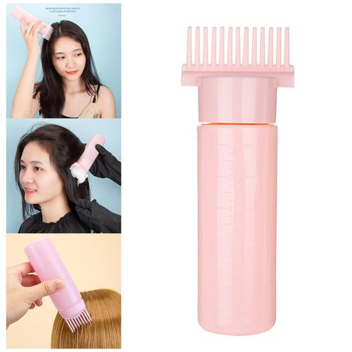 Comb Applicator Bottle Multifunctional Hair Oil Pink