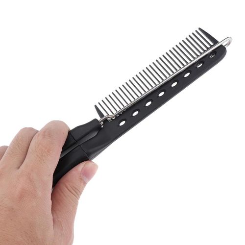 Hairdressing Straightener Hair Straighten Brush Pocket Comb Black