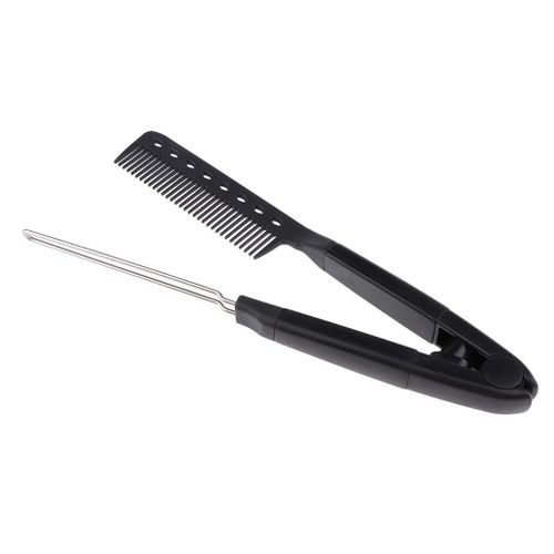 Hairdressing Straightener Hair Straighten Brush Pocket Comb Black