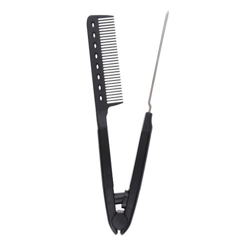 Hairdressing Straightener Hair Straighten Brush Pocket Comb Black