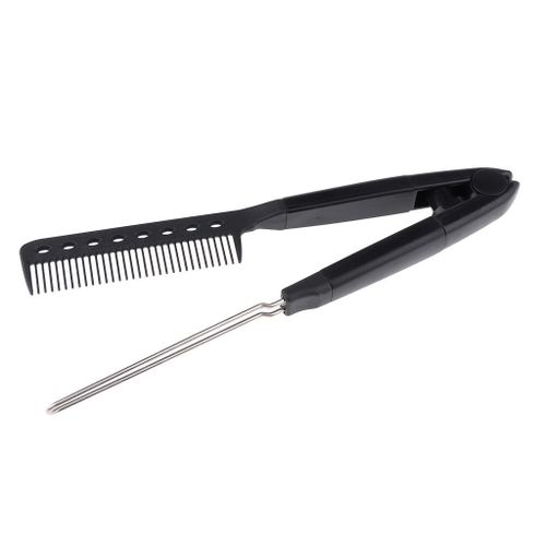 Hairdressing Straightener Hair Straighten Brush Pocket Comb Black