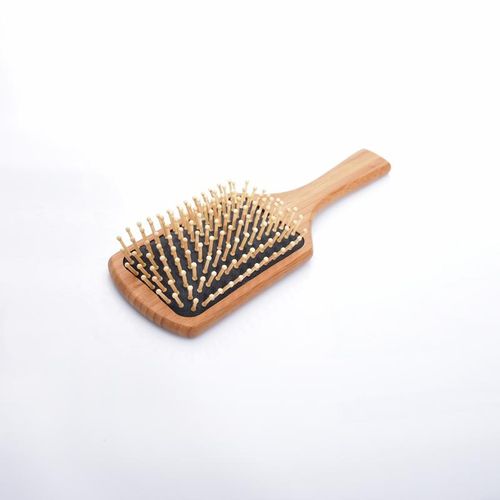 Square Handle Natural Bamboo Wood Hair Brush With Round Pins