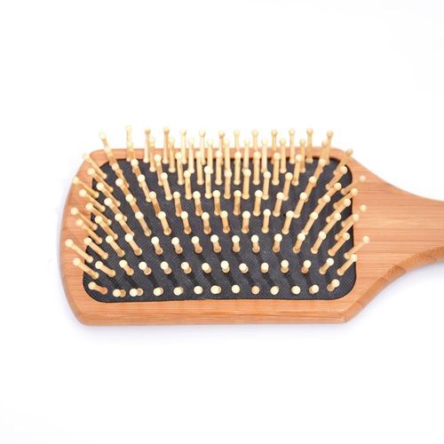 Square Handle Natural Bamboo Wood Hair Brush With Round Pins