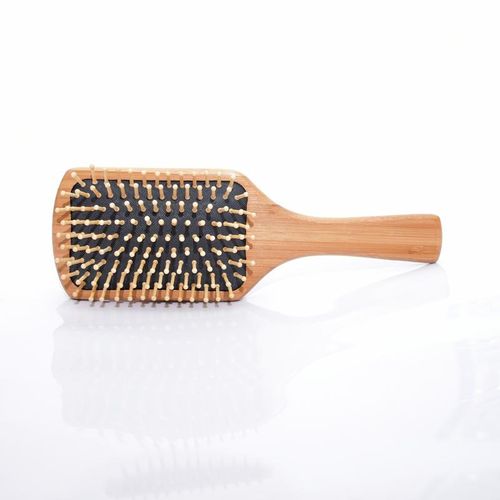 Square Handle Natural Bamboo Wood Hair Brush With Round Pins