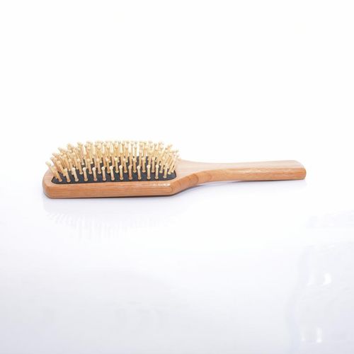 Square Handle Natural Bamboo Wood Hair Brush With Round Pins
