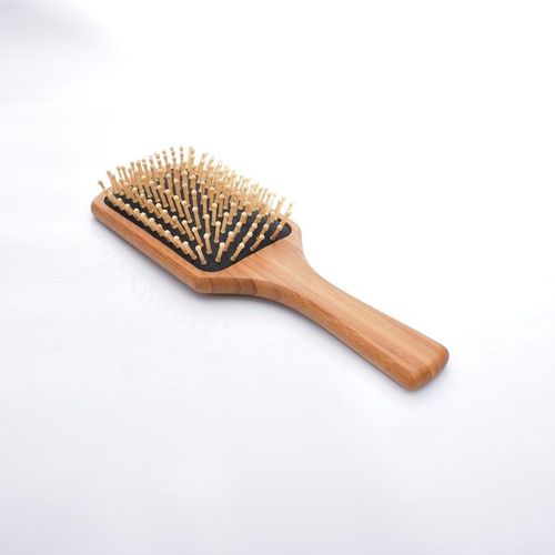 Square Handle Natural Bamboo Wood Hair Brush With Round Pins
