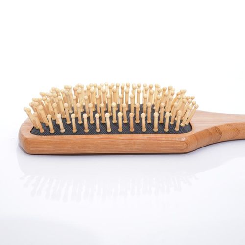 Square Handle Natural Bamboo Wood Hair Brush With Round Pins