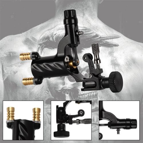 Powerful Silent Tattoo Machine Clip Cord Ink Caps Cups Holder Black