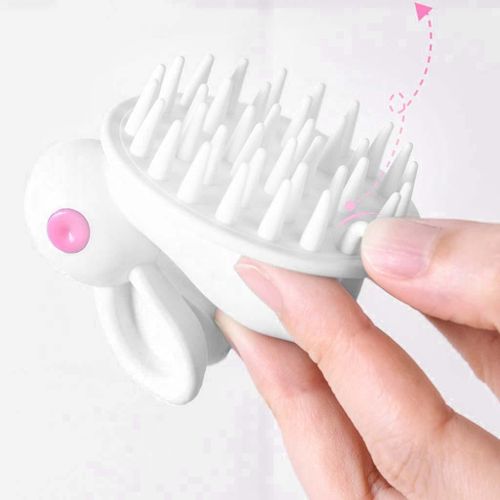 Hair Scalp Massager Shampoo Brush Bunny Shape Flexible Cleanser White