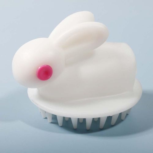 Hair Scalp Massager Shampoo Brush Bunny Shape Flexible Cleanser White