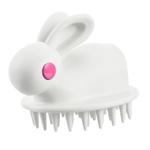 Hair Scalp Massager Shampoo Brush Bunny Shape Flexible Cleanser White