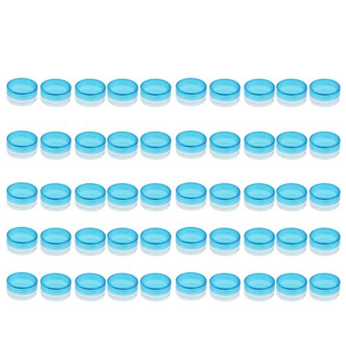 50 Pieces 3g Plastic Pot Jars Lotion Cream Sample Empty Container Blue