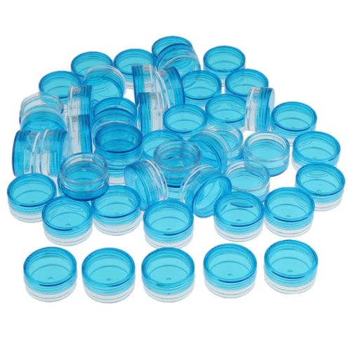 50 Pieces 3g Plastic Pot Jars Lotion Cream Sample Empty Container Blue