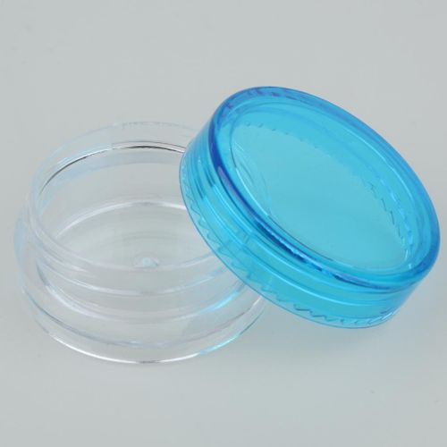 50 Pieces 3g Plastic Pot Jars Lotion Cream Sample Empty Container Blue