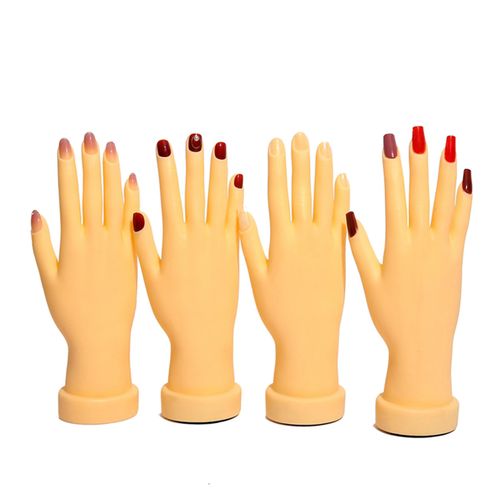 Nail Practice Hand Bendable Silicone Stand for Technician Left