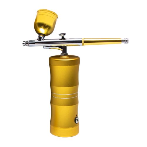 Portable Mini Air Compressor Kit Air-Brush Spray Gun For Mist Gold