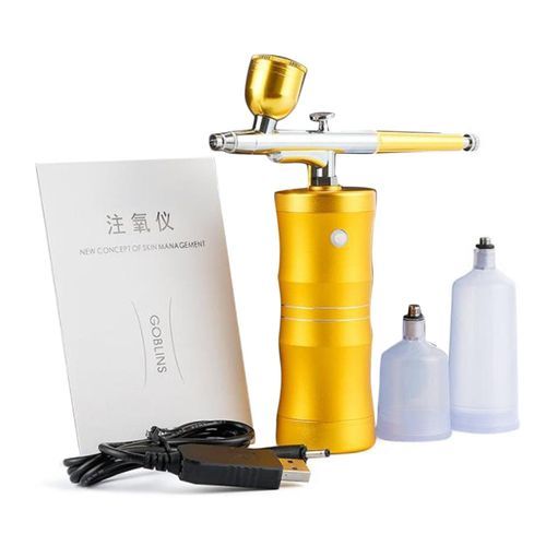 Portable Mini Air Compressor Kit Air-Brush Spray Gun For Mist Gold