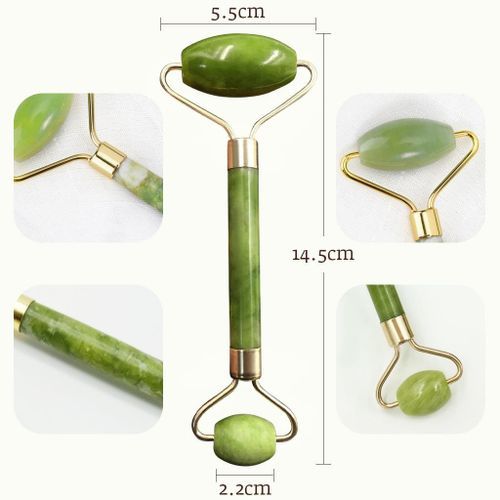 Natural Jade Stone Roller and Gua Sha Face Massager Kit Body Neck A