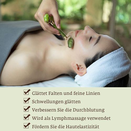 Natural Jade Stone Roller and Gua Sha Face Massager Kit Body Neck A