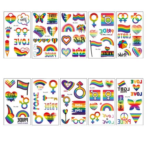 Rainbow Temporary Tattoo Stickers Easy To Use and Remove Tattoo Sticker for Summer Style Festival Wedding,Default NO5143