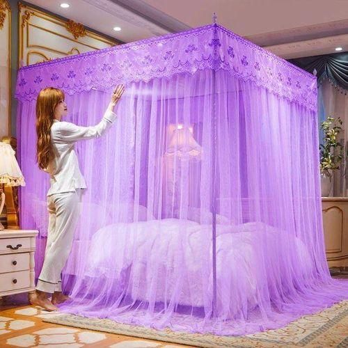 David Ultimate Protection & Cozy Mosquito Net With 4 Stainless Steel Stands & 3 Doors Design Bed Net S1  PURPLE