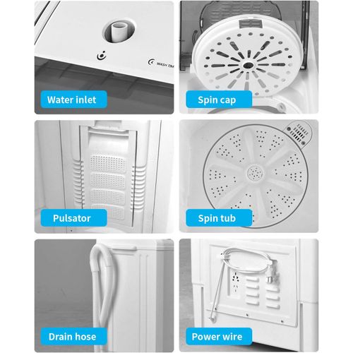 SPJ 10kg Twin Tub Washing Machine - White