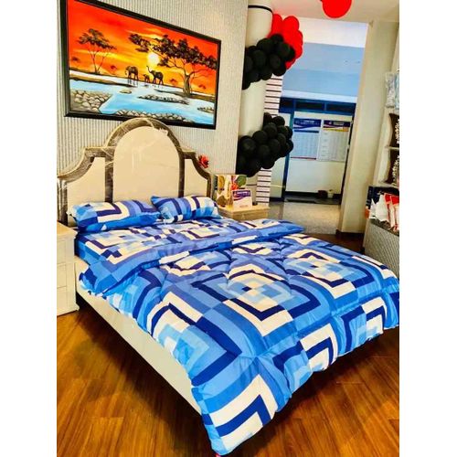 Grace Foam 5*6 Duvet Set, 1 Duvet ,1 Bedsheet & 2 Pillow Cases - Blue