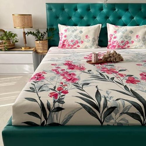 Grace Foam 5*6 Cotton  Urban Design Bedsheets + 2 Pillowcases &ndash;(Print May Vary)