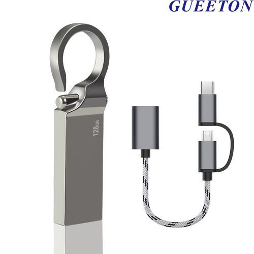 128 GB Metal  Usb Flash Drive  Adapter Cable  2 In 1 Set