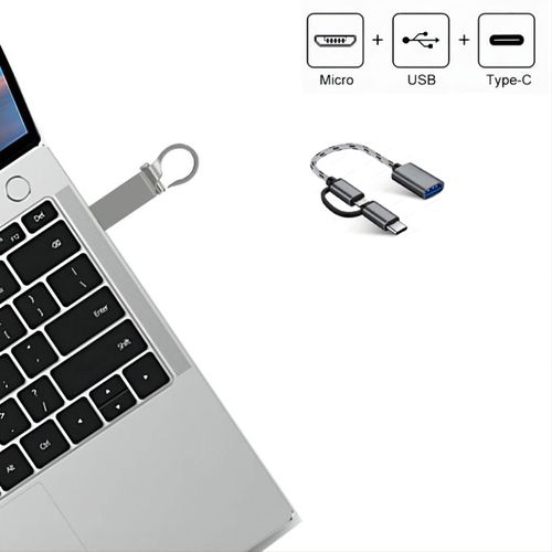128 GB Metal  Usb Flash Drive  Adapter Cable  2 In 1 Set
