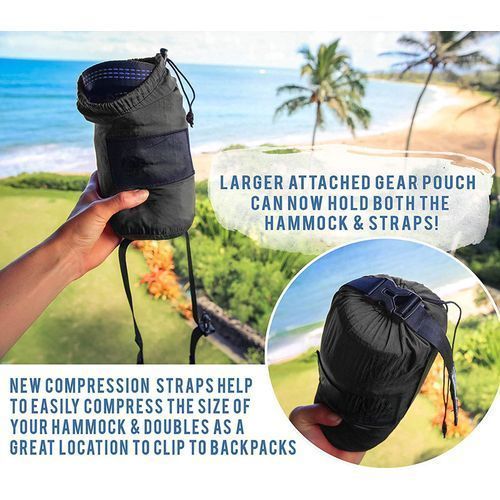 Hammock With Shoulder Straps And Black Carabiner - Double Outdoor Travel Furniture
