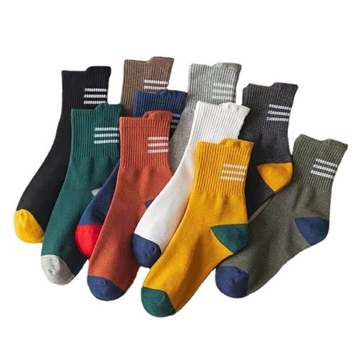 6 Pairs Men's Pure Cotton Socks Simple Style Letter Medium Tube - Random Color