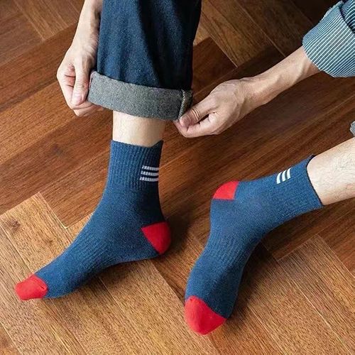 6 Pairs Men's Pure Cotton Socks Simple Style Letter Medium Tube - Random Color