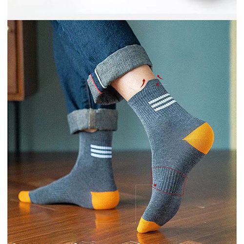 6 Pairs Men's Pure Cotton Socks Simple Style Letter Medium Tube - Random Color