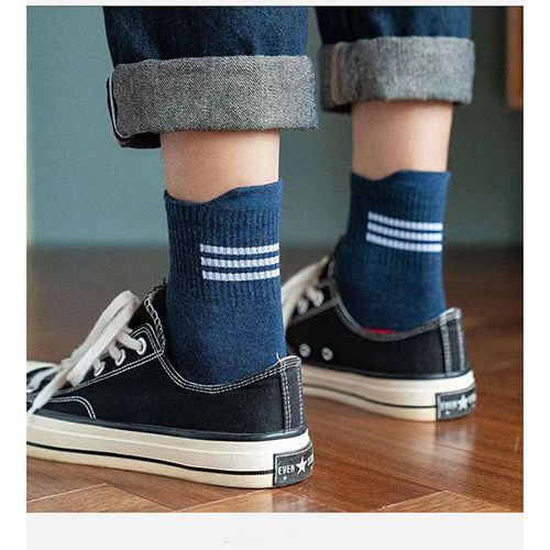 6 Pairs Men's Pure Cotton Socks Simple Style Letter Medium Tube - Random Color
