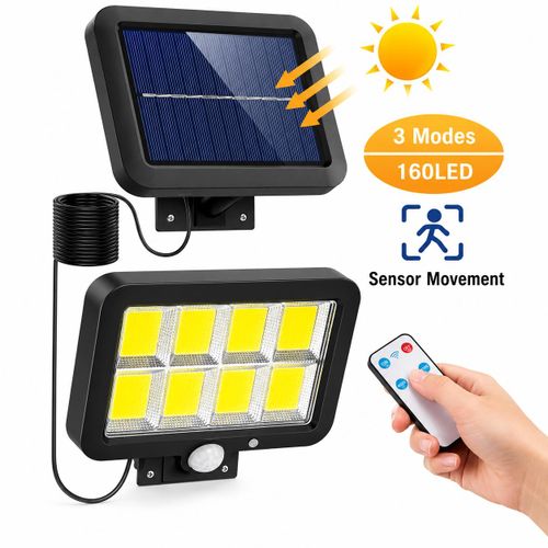 Mythco 160 COB LEDs Solar Lights With Motion Sensor And Solar Panel