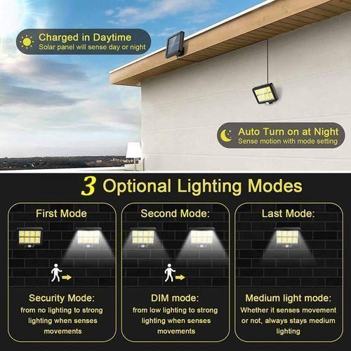 Mythco 160 COB LEDs Solar Lights With Motion Sensor And Solar Panel